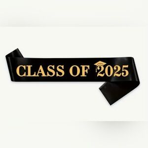 Class Of 2025 Graduation Sash - High School, University / Gold & Black